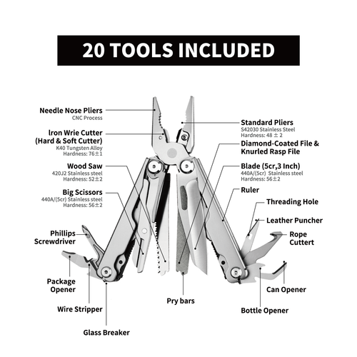 Stainless Steel Multi Tool Pliers 20-in-1